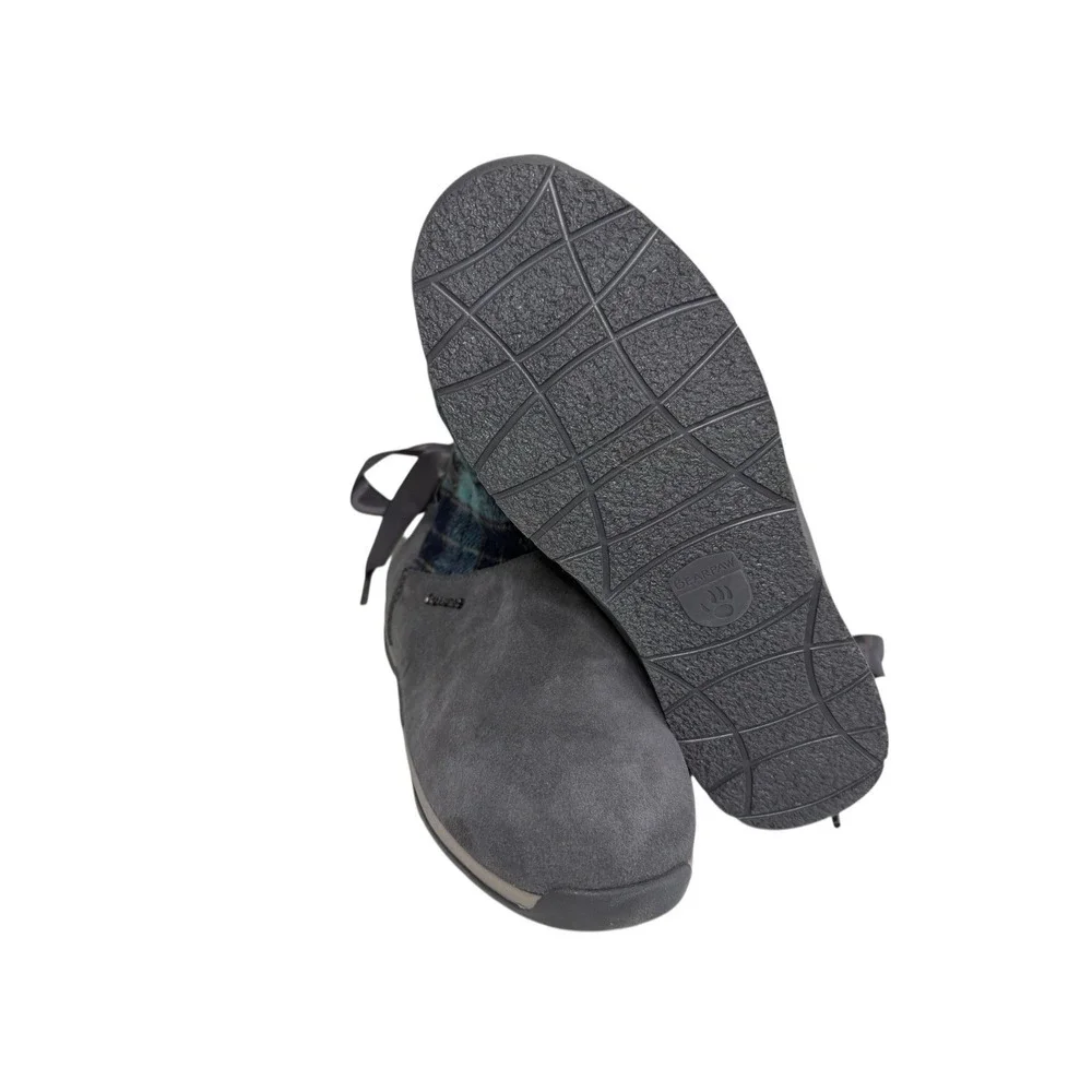 BearPaw Geneva Boots Short Suede Wool Lined Sheepskin Ribbon Women's Sz 7 No Box